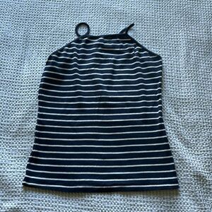 Women’s navy and white striped halter tank top